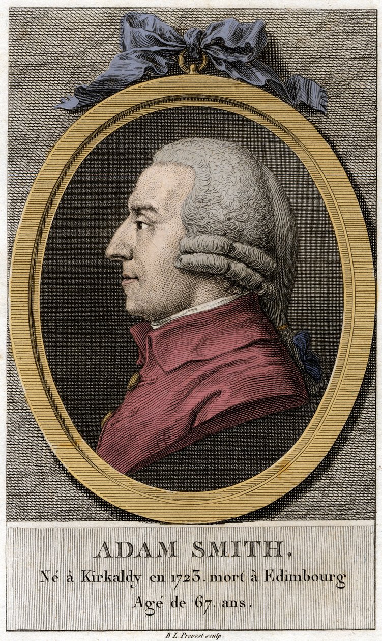 Adam Smithin (1723 - 1790), skotlantilaisen filosofin ja taloustieteilijän muotokuva. tekijältä Unknown artist