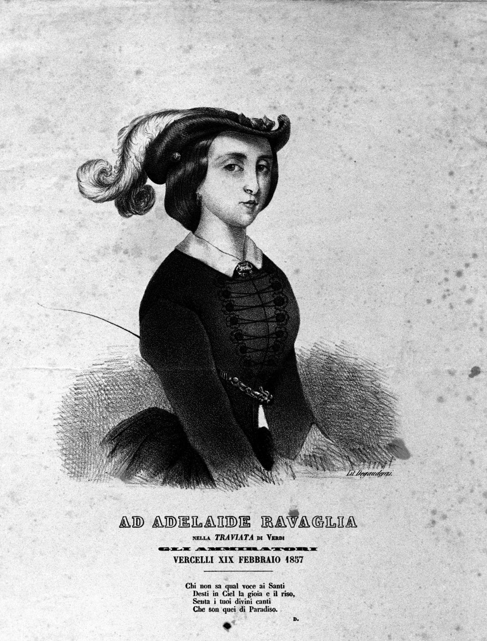 Muotokuva Adelaide Ravagliasta Giuseppe Verdin vuoden 1857 La Traviata -oopperassa. tekijältä Unknown artist