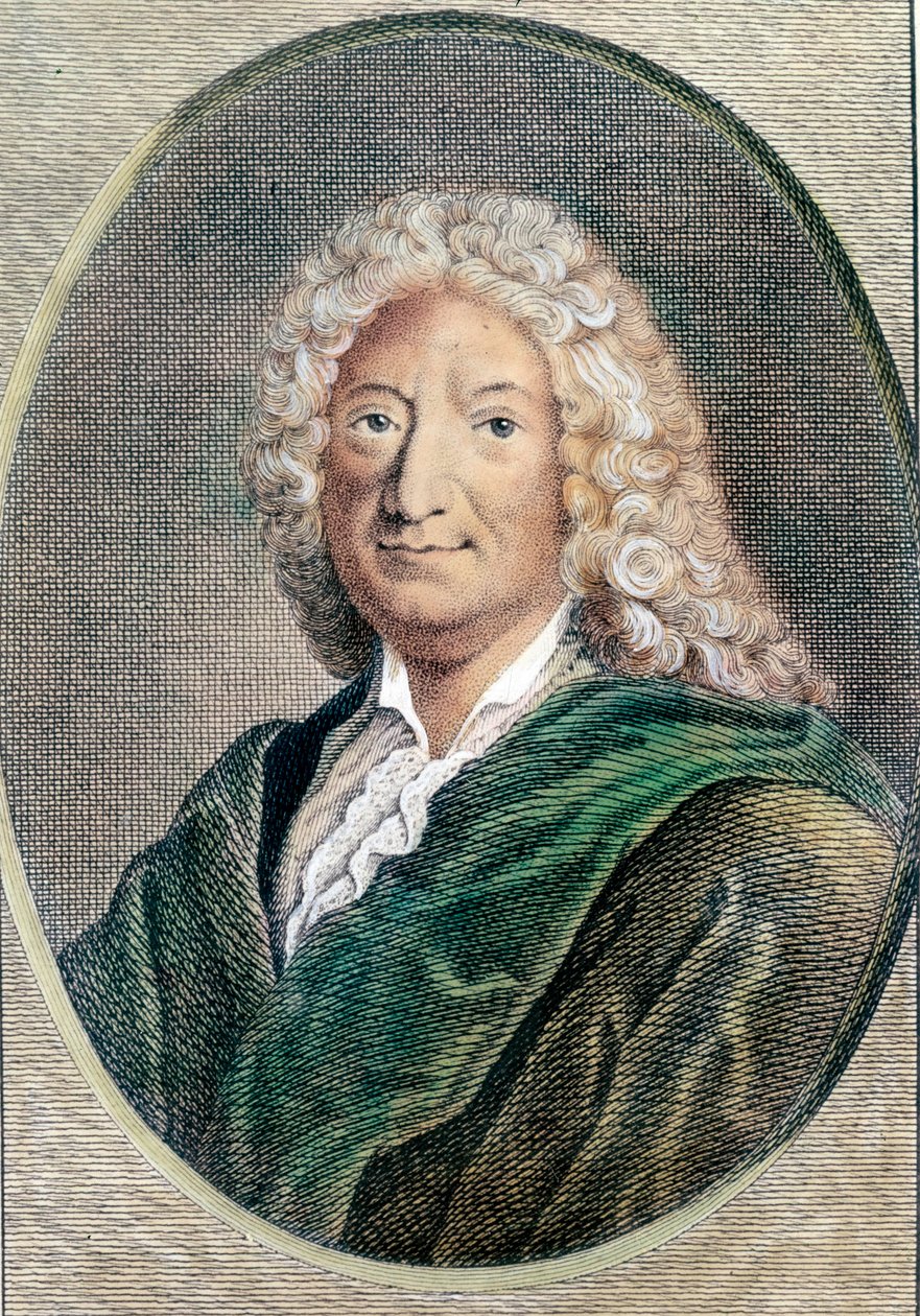 Muotokuva Alain Rene Lesagesta (Alain-Rene Le Sage) (1668-1747), ranskalaisesta kirjailijasta. Kaiverrus 1700-luvulta. Yksityinen kokoelma tekijältä Unknown artist