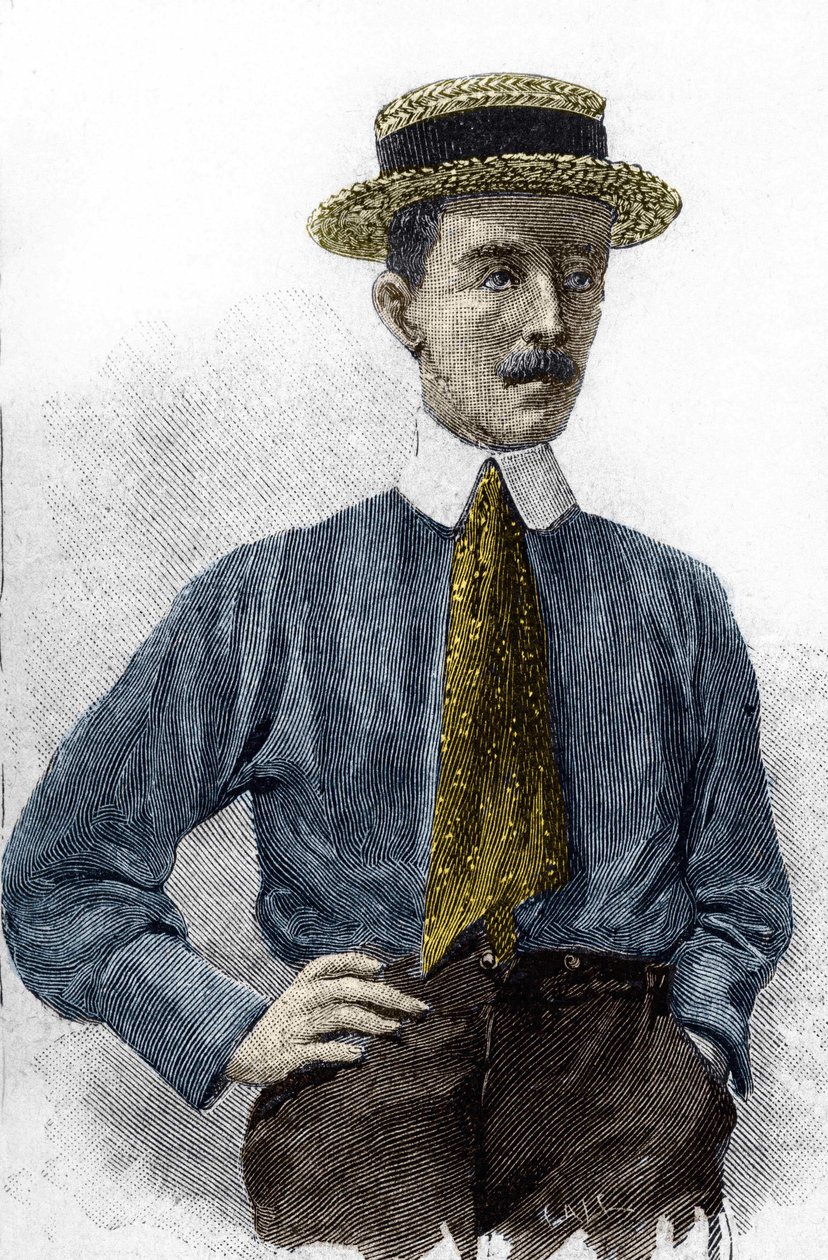 Muotokuva Alberto Santos-Dumontista (1873-1932), brasilialainen ilmailutaiteilija. tekijältä Unknown artist