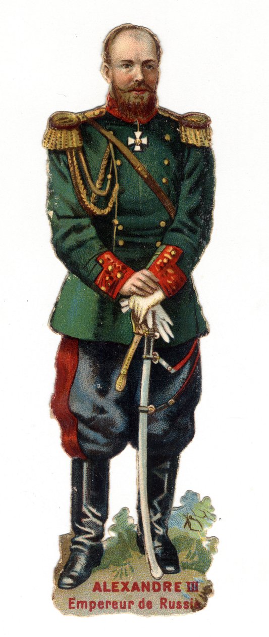 Venäjän keisarin (1845-1894) Aleksanteri III:n muotokuva. Myöhäinen kromolitografia 1800-luvulta. Yksityinen kokoelma tekijältä Unknown artist