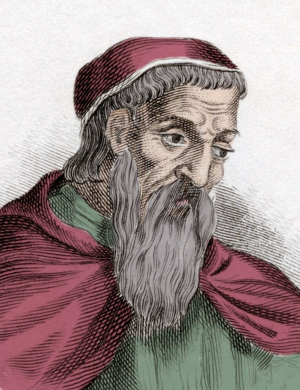 Amerigo Vespuccin (1454-1512), italialaisen selaimen ja tutkimusmatkailijan muotokuva. Kaiverrus 1800-luvulta. tekijältä Unknown artist