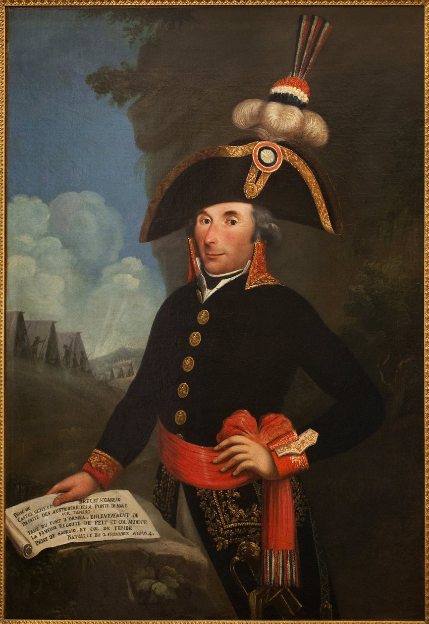 Andre Massenan (1758-1817, Rivolin herttua ja Esslingin prinssi, Imperiumin Marechal) muotokuva divisioonan kenraalin univormussa. Nimetön maalaus, öljy kankaalle 1796, muotokuva tekijältä Unknown artist