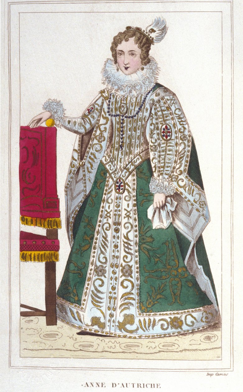 Anne of Austrian (1601-1666) muotokuva. Kaiverrus vuodelta 1830 tekijältä Unknown artist