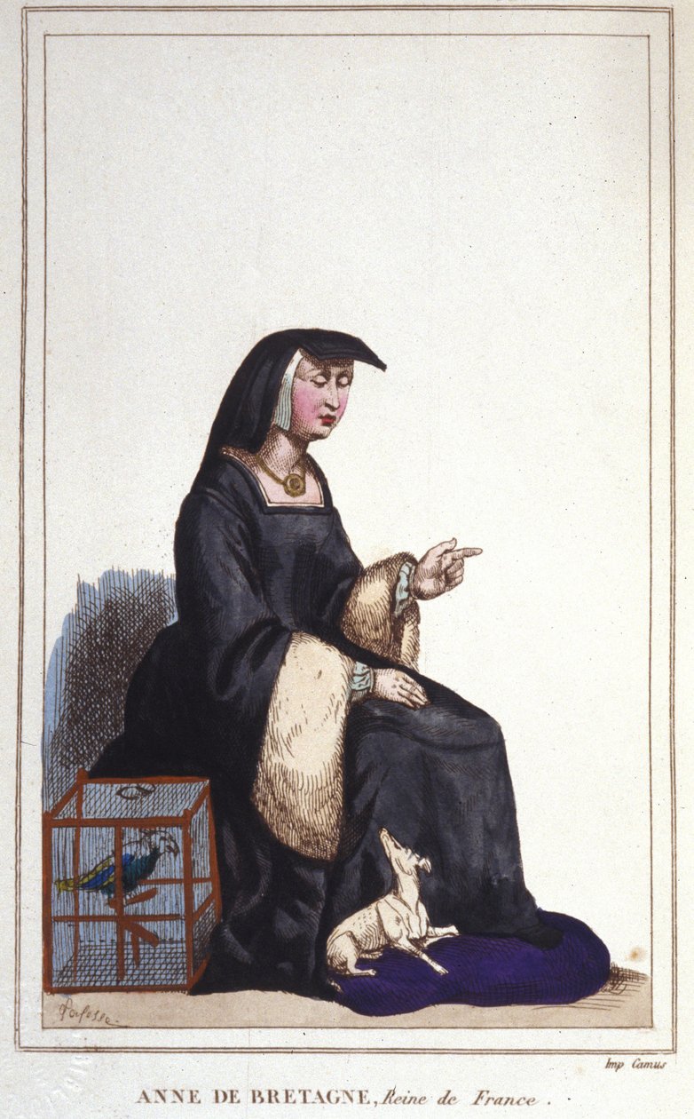 Muotokuva Anne of Bretagnesta (1476-1514), Ranskan kuningatar, Kaarle VIII:n ja sitten Ludvig XII:n vaimo. Kaiverrettu vuodelta 1830 tekijältä Unknown artist