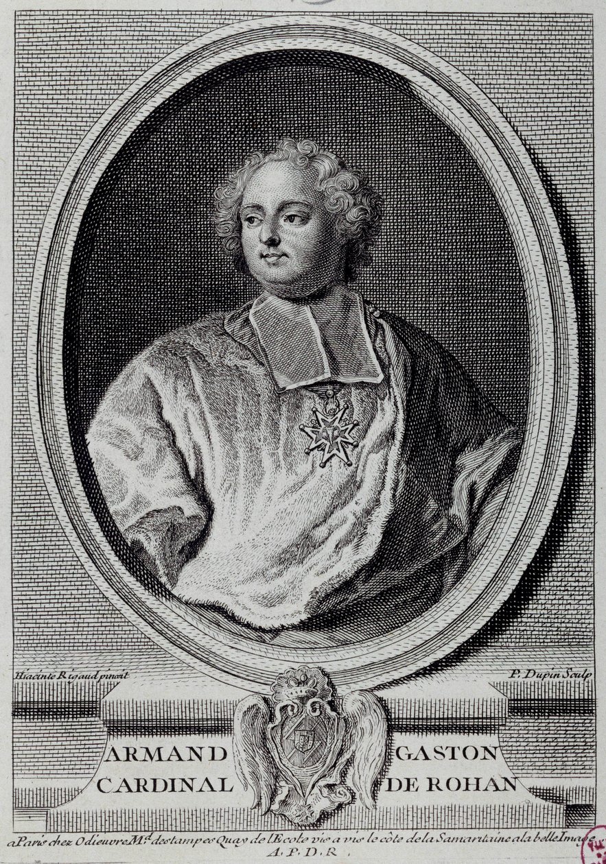 Armand Gaston Maximilienin muotokuva, kardinaali de Rohan (1674-1749) Kaiverrus 1700-luvun Pariisista, Musee Carnavalet tekijältä Unknown artist