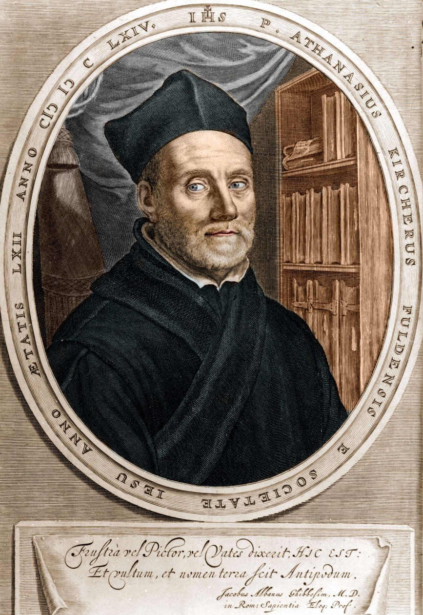 Muotokuva Athanasius Kircheristä (1601 - 1680), jesuiitta, orientalisti ja saksalainen tutkija - Kaiverrus sd 1700-luku tekijältä Unknown artist