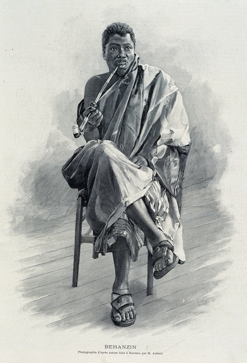 Dahomeyn (nykyisen Beninin) kuninkaan Behanzinin (1844-1900) muotokuva. tekijältä Unknown artist