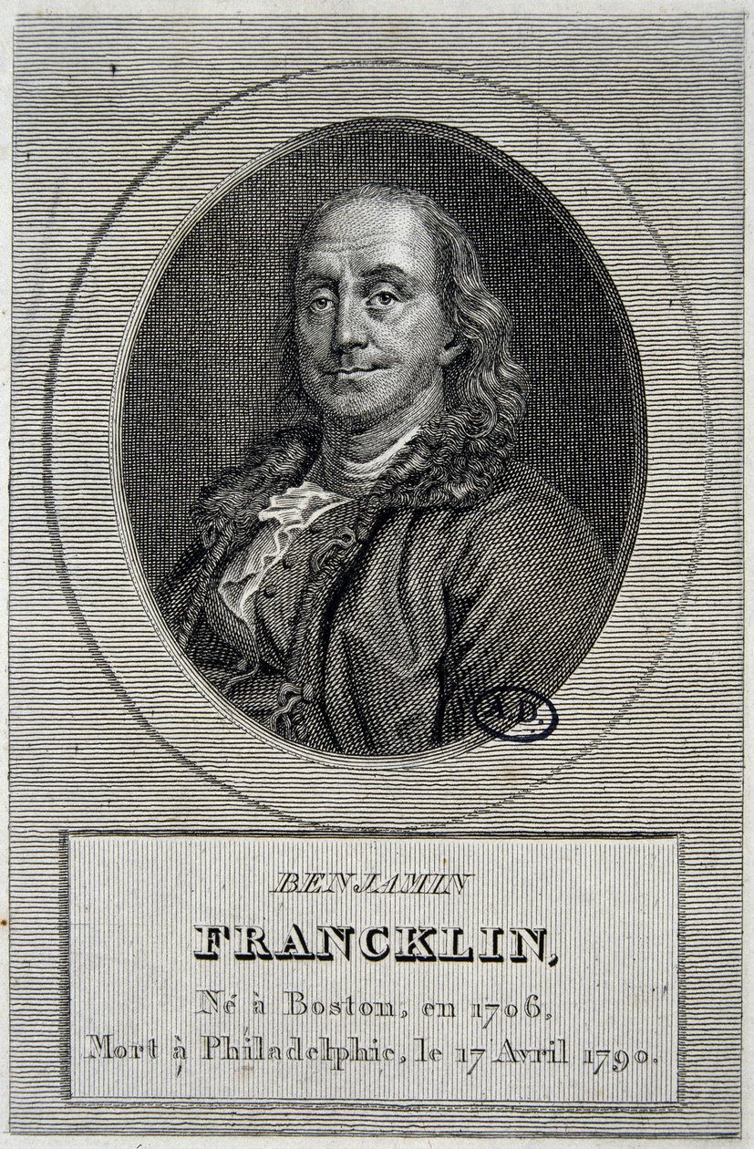 Muotokuva Benjamin Franklinista, yhdysvaltalaisesta poliitikosta ja fyysikasta (1706-1790) tekijältä Unknown artist