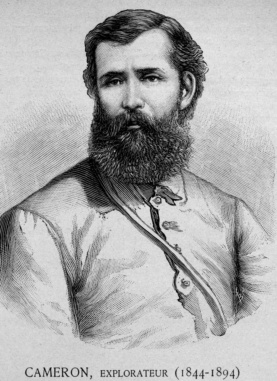 Cameronin muotokuva, tutkimusmatkailija (1844 - 1894) - grav. 1800-luvulla tekijältä Unknown artist