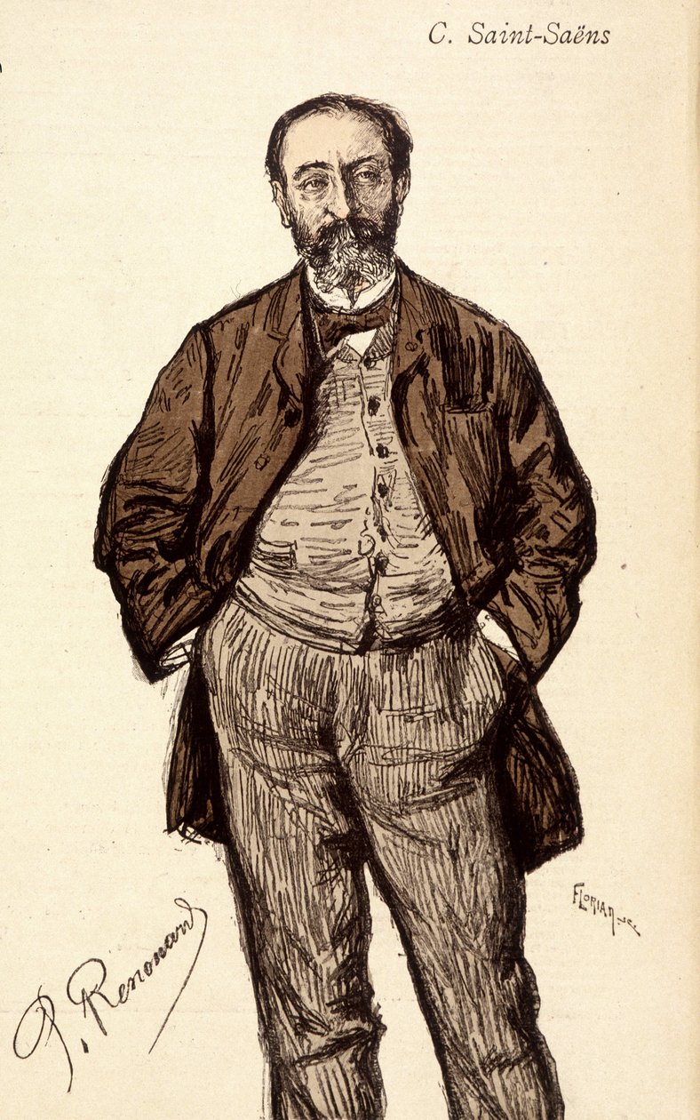 Camille Saint Saensin (Saint-Saens) (1835-1921), ranskalaisen säveltäjän muotokuva. tekijältä Unknown artist