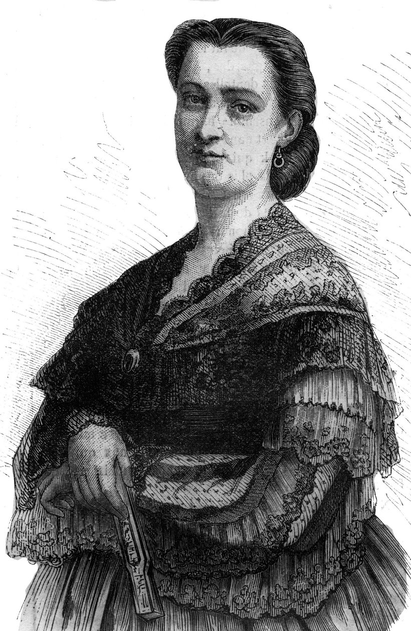 Carlotta Pattin (1835-1889) muotokuva Adelina Pattin lyyristä laulajasiskosta. tekijältä Unknown artist