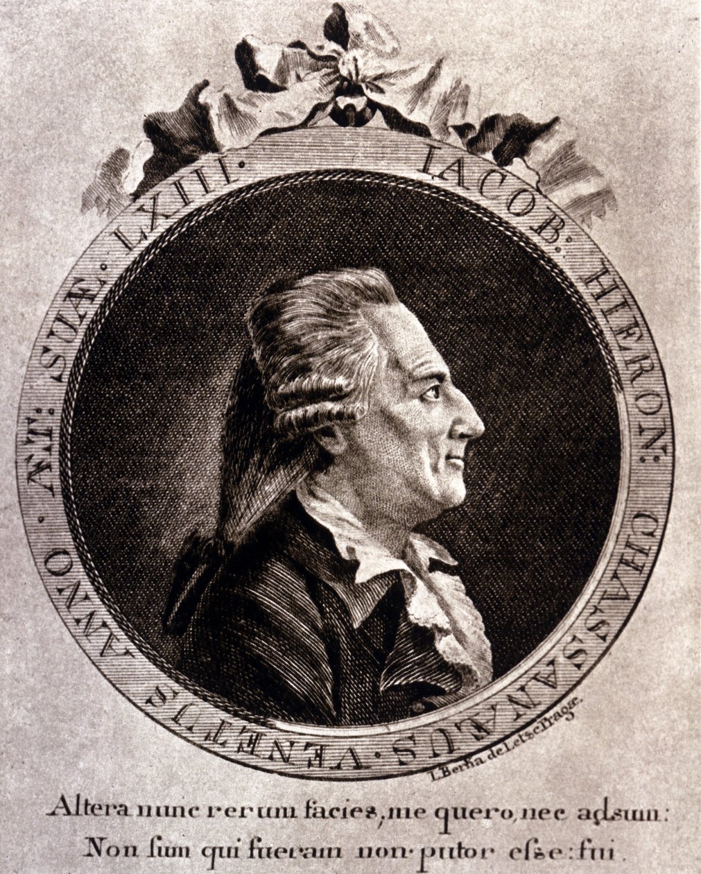 Casanovan muotokuva (1725 - 1798) - muotokuva etupuolella, teoksessa Historia pakostani Venetsian tasavallan vankiloista, kirjoitettu Dux en Bohemiassa tekijältä Unknown artist