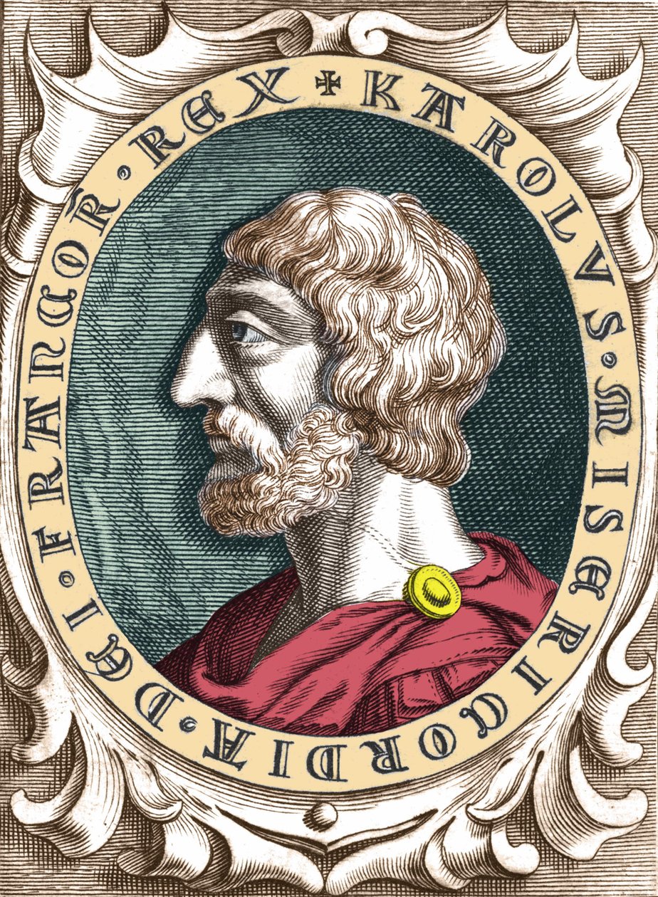 Kaarle Suuren tai Kaarle I Suuren (742 - 814) frangin kuninkaan muotokuva. tekijältä Unknown artist
