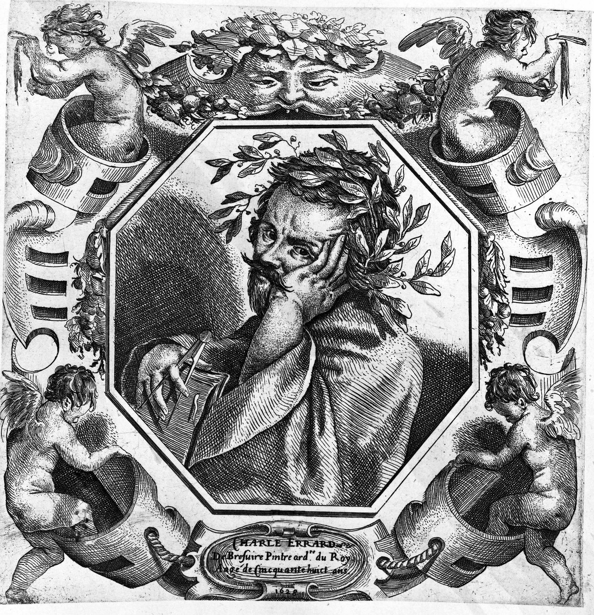 Muotokuva Charles Errardista (1606-1689), ranskalainen taidemaalari, piirtäjä ja arkkitehti tekijältä Unknown artist
