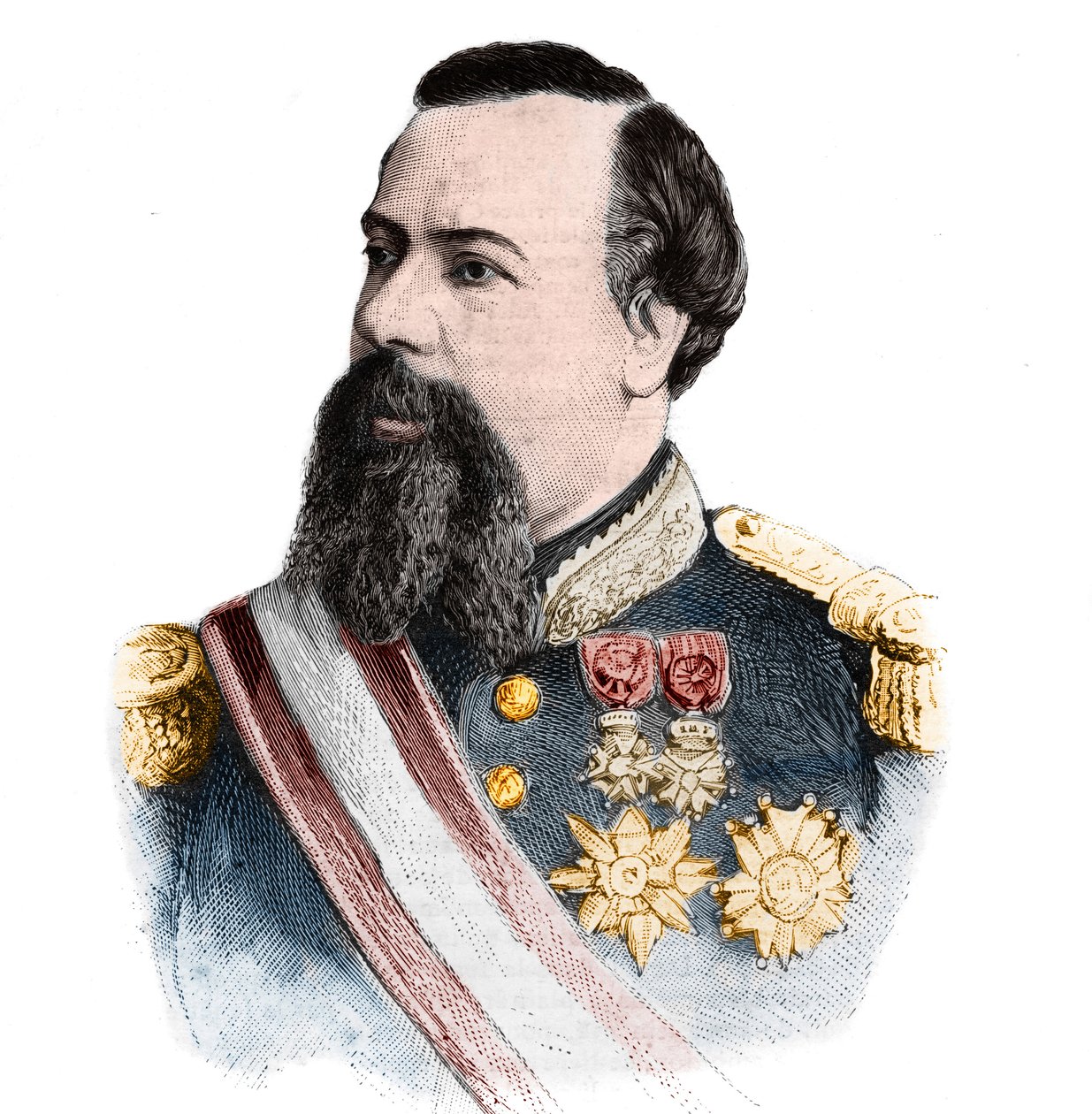 Muotokuva Charles III Grimaldista (1818-1889), Monacon prinssistä (1856-1889). The Illustrous World -julkaisussa 21. syyskuuta 1889. tekijältä Unknown artist