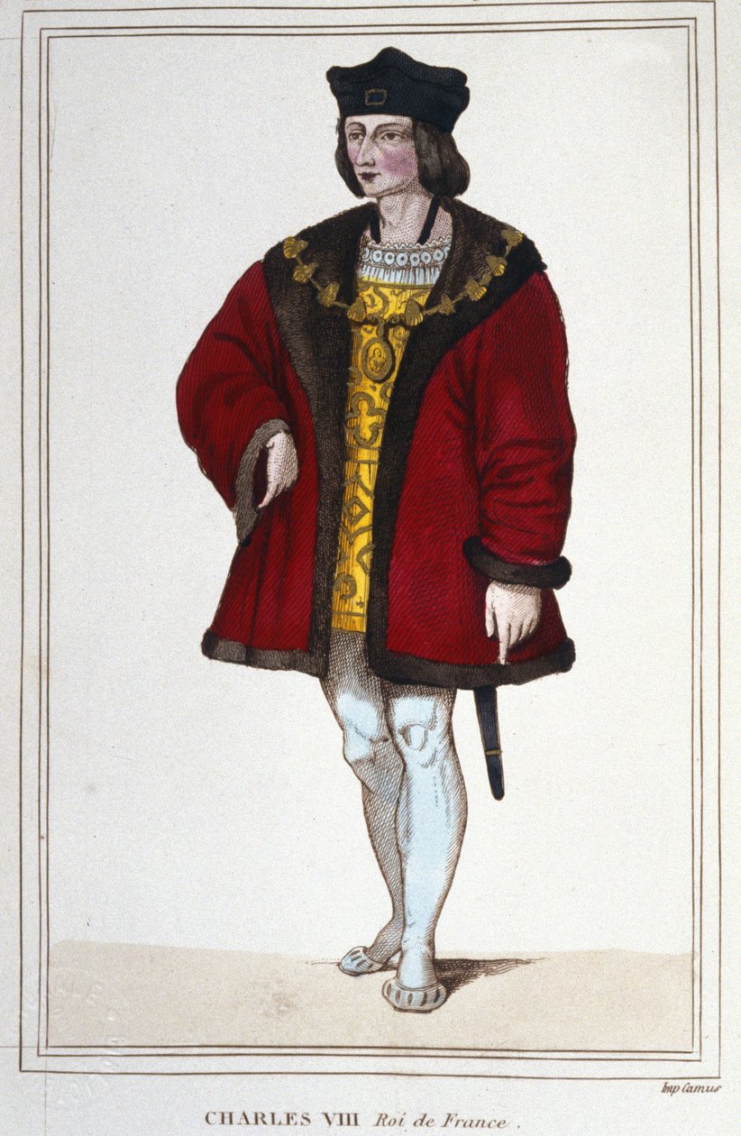 Kaarle VIII:n (1470 - 1498), Ranskan kuninkaan muotokuva, kaiverrus vuodelta 1830 tekijältä Unknown artist