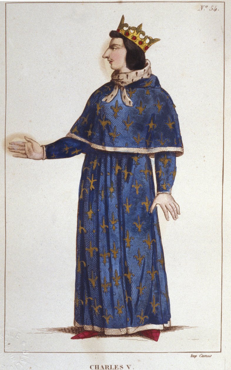 Kaarle V Viisas (1338 - 1380) muotokuva.kaiverrus vuodelta 1830 tekijältä Unknown artist