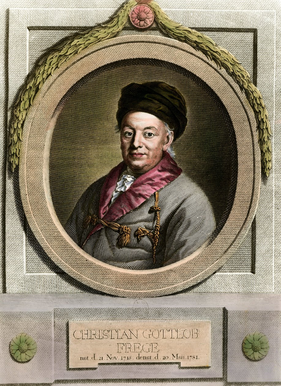 Christian Fregen (1715-1781) muotokuva, saksalainen matemaatikko ja filosofi Kaiverrus 1700-luvulta Yksityinen kokoelma tekijältä Unknown artist