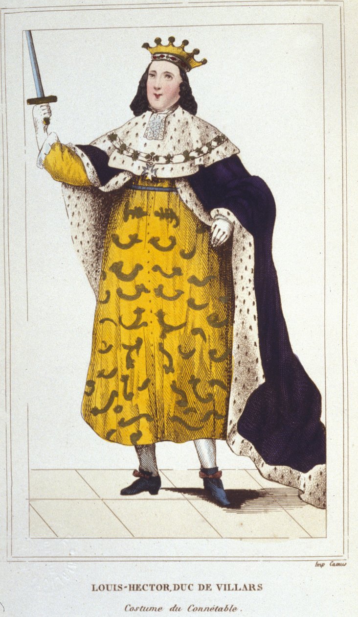 Claude, Louis, Hector, Villarsin herttua, Ranskan Maréchalin muotokuva Connetablen (1653-1734) puvussa vuodelta 1830. tekijältä Unknown artist