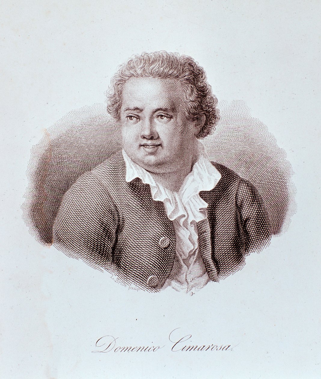 Italialaisen säveltäjän Domenico Cimarosan (1749-1801) muotokuva Kaiverrus. 1700-luvulla. Milano, konservatorion kirjasto tekijältä Unknown artist
