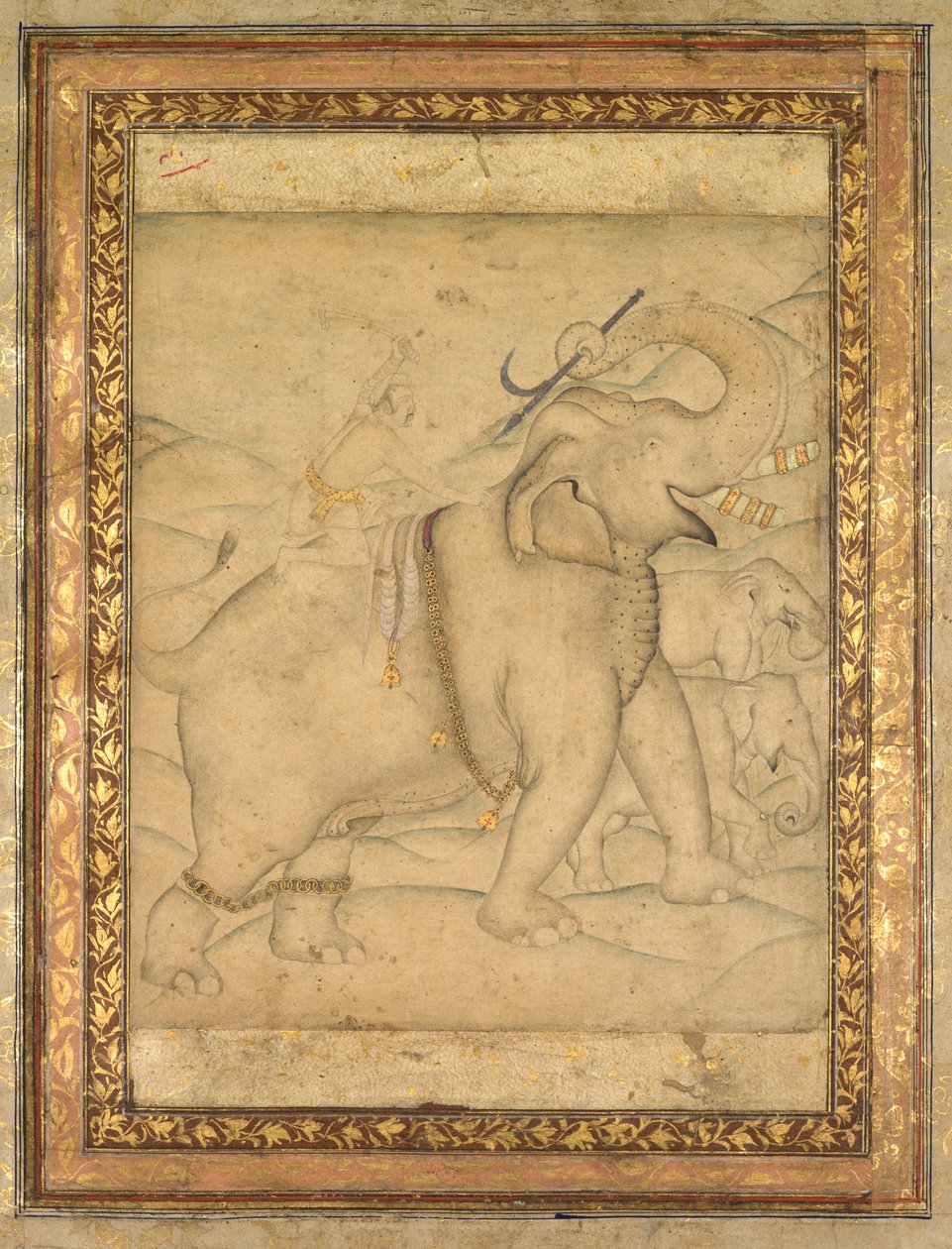Muotokuva keisari Jahangirista ratsastamassa norsulla tekijältä Unknown artist