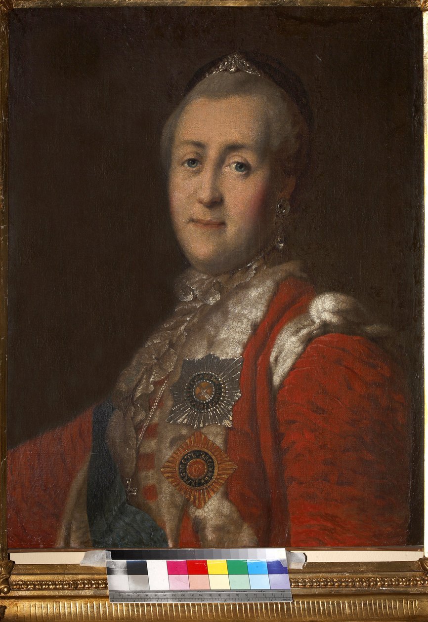 Nimettömän keisarinna Katariina II:n (1729-1796) muotokuva. Öljy kankaalle, 1700-luvun toinen puolisko, State Museum of A.S. Pushkin, Moskova tekijältä Unknown artist