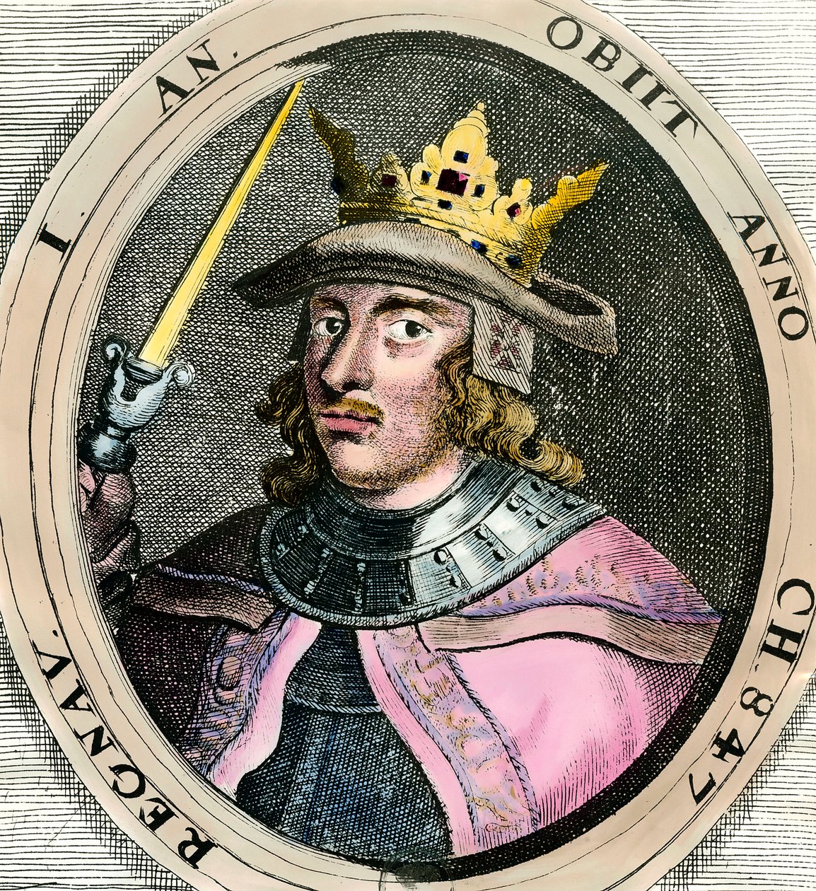 Muotokuva Eric (Erik) I Eigod (1056-1103) Tanskan kuningas Kaiverrus 1700-luvulta Yksityinen kokoelma tekijältä Unknown artist