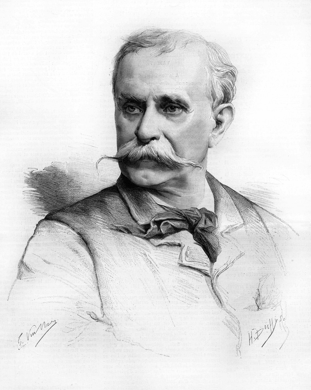 Ernest Reyerin muotokuva. Ranskalainen säveltäjä (1823-1909) Piirustus M.G. Vuillier. tekijältä Unknown artist