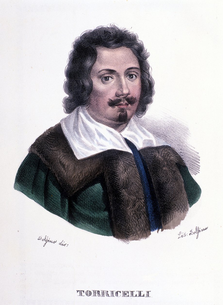 Muotokuva Evangelista Torricelli tai Toricelli (1608 - 1647), italialainen fyysikko tekijältä Unknown artist