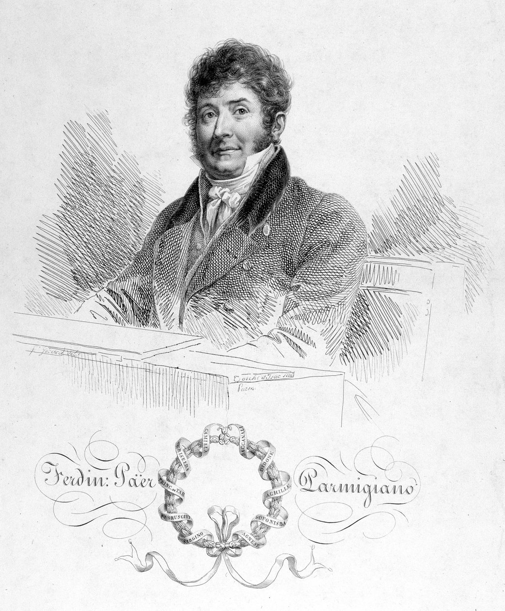 Muotokuva Ferdinando Paerista (1771 - 1839). Hän oli Napoleon I:n kappelimestari ja sitten Opera Comiquen johtaja. tekijältä Unknown artist