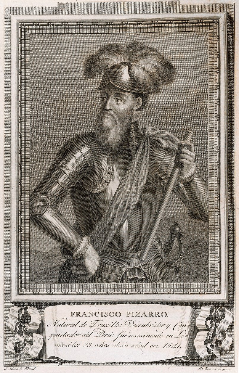 Francisco Pizarron muotokuva (kaiverrus) tekijältä Unknown artist