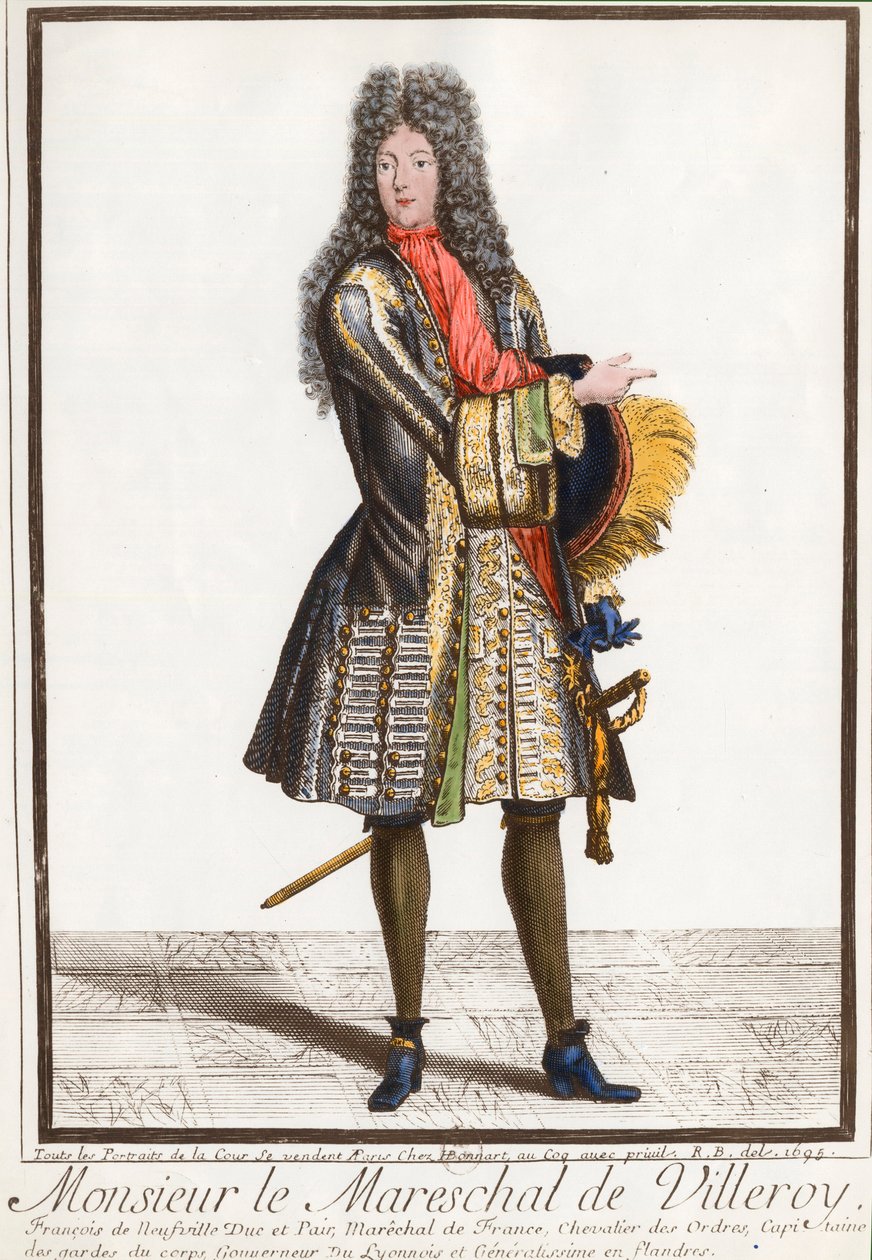 Muotokuva Francois de Neufvillestä, Villeroyn herttuasta (1644 - 1730), Ranskan marechalista. Kaiverrus 1700-luvulta. Yksityinen kokoelma. tekijältä Unknown artist