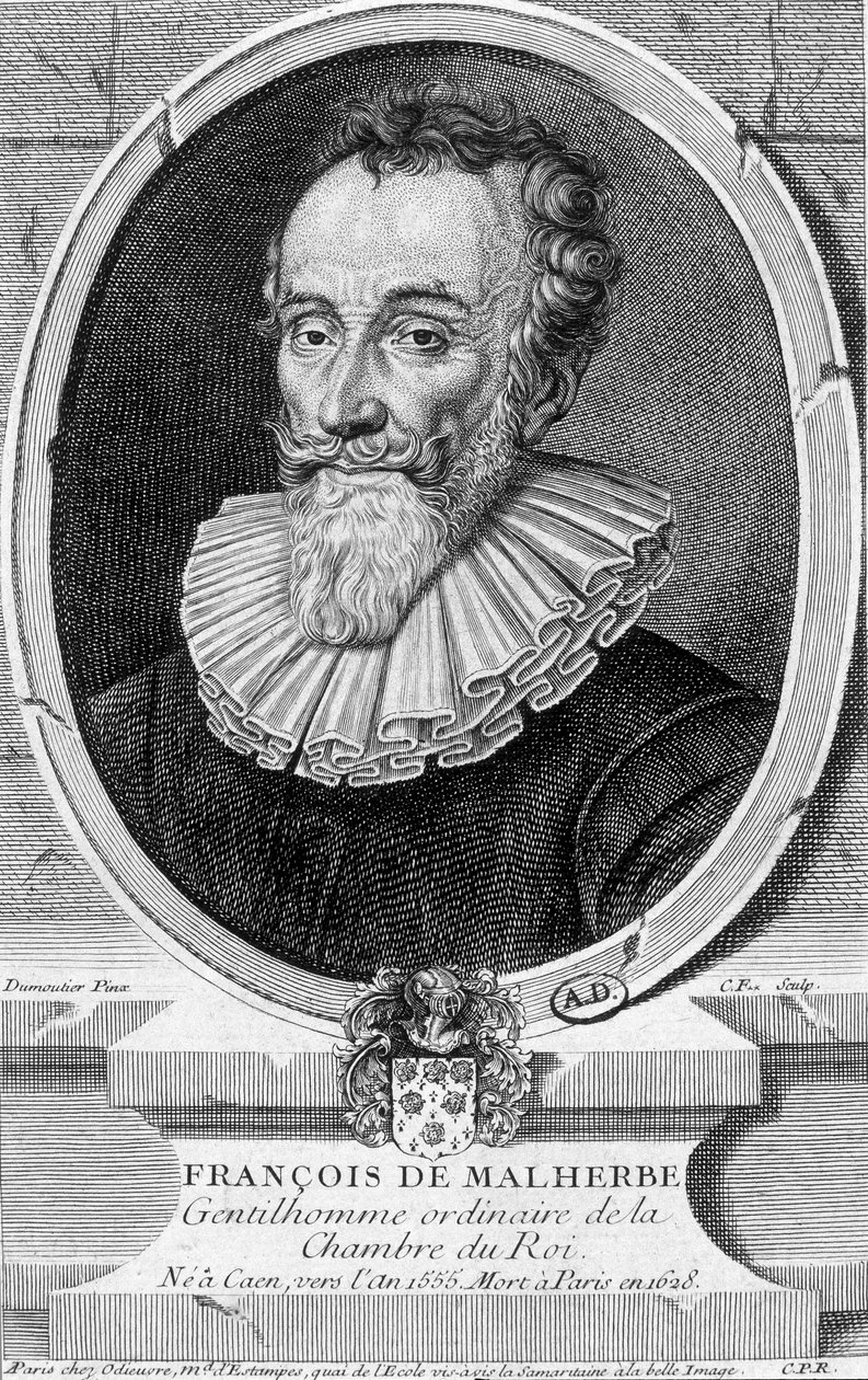 François Malherben, ranskalaisen runoilijan (1555-1628) muotokuva - kaiverrus tekijältä Unknown artist