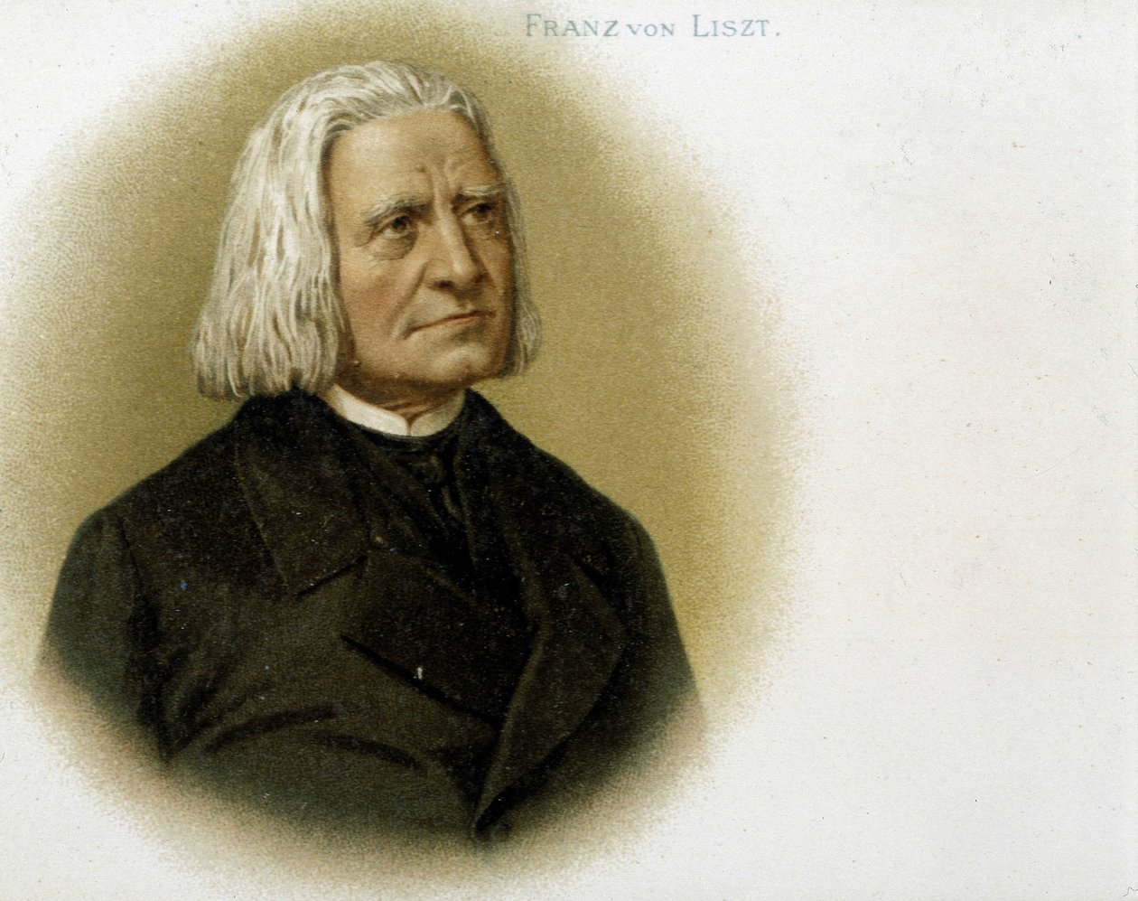 Franz Lisztin muotokuva. 1800-luvun kromolitografia. tekijältä Unknown artist