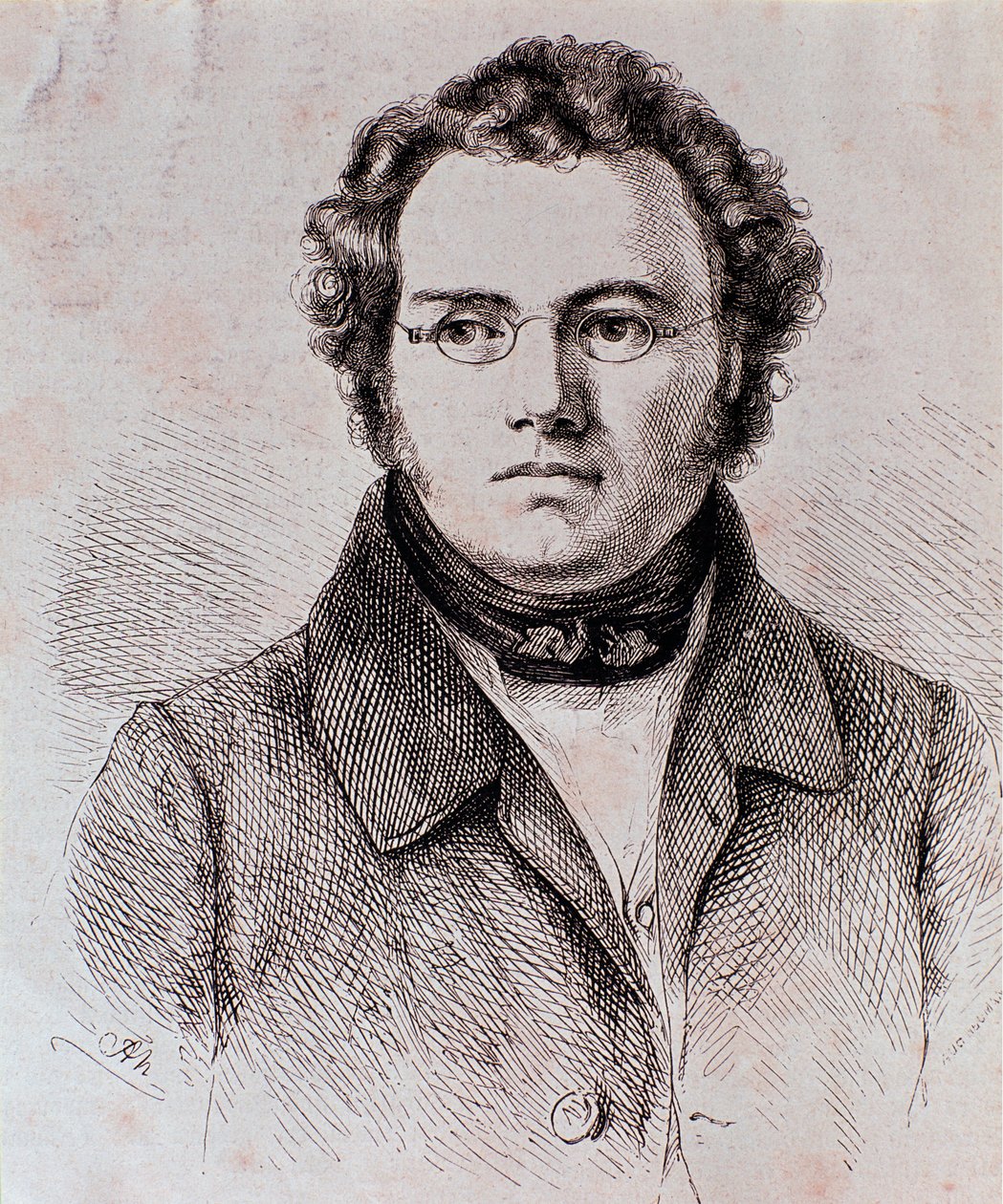 Franz Schubertin muotokuva (kaiverrus) tekijältä Unknown artist