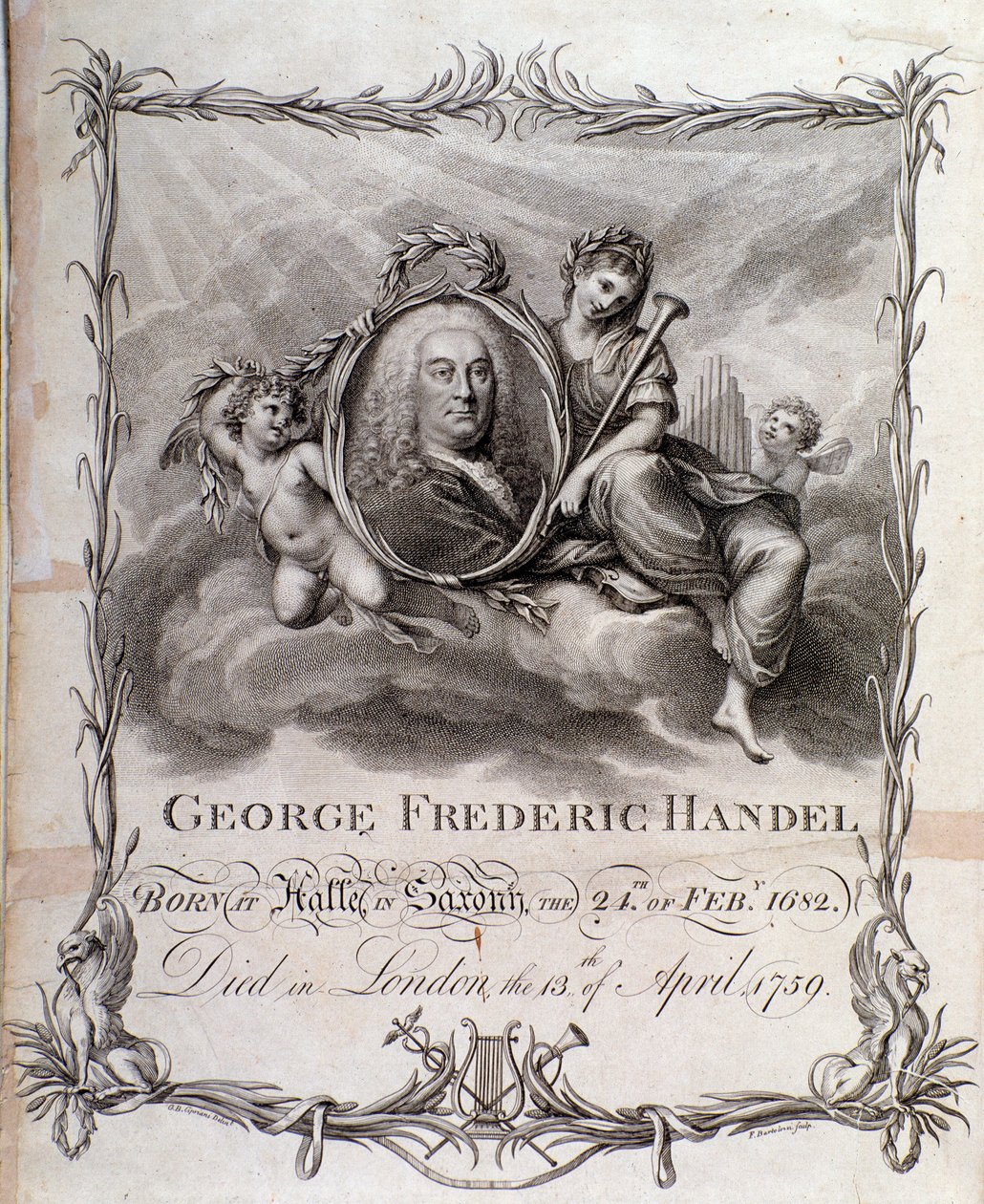 Georg Friedrich Händelin muotokuva (kaiverrus) tekijältä Unknown artist