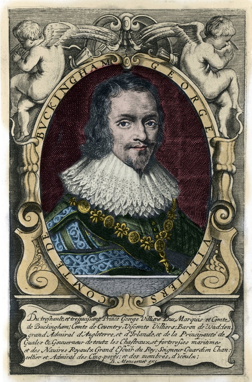 George Villiersin (1592-1628) muotokuva Buckinghamin herttuasta 1600-luvun kaiverrus tekijältä Unknown artist