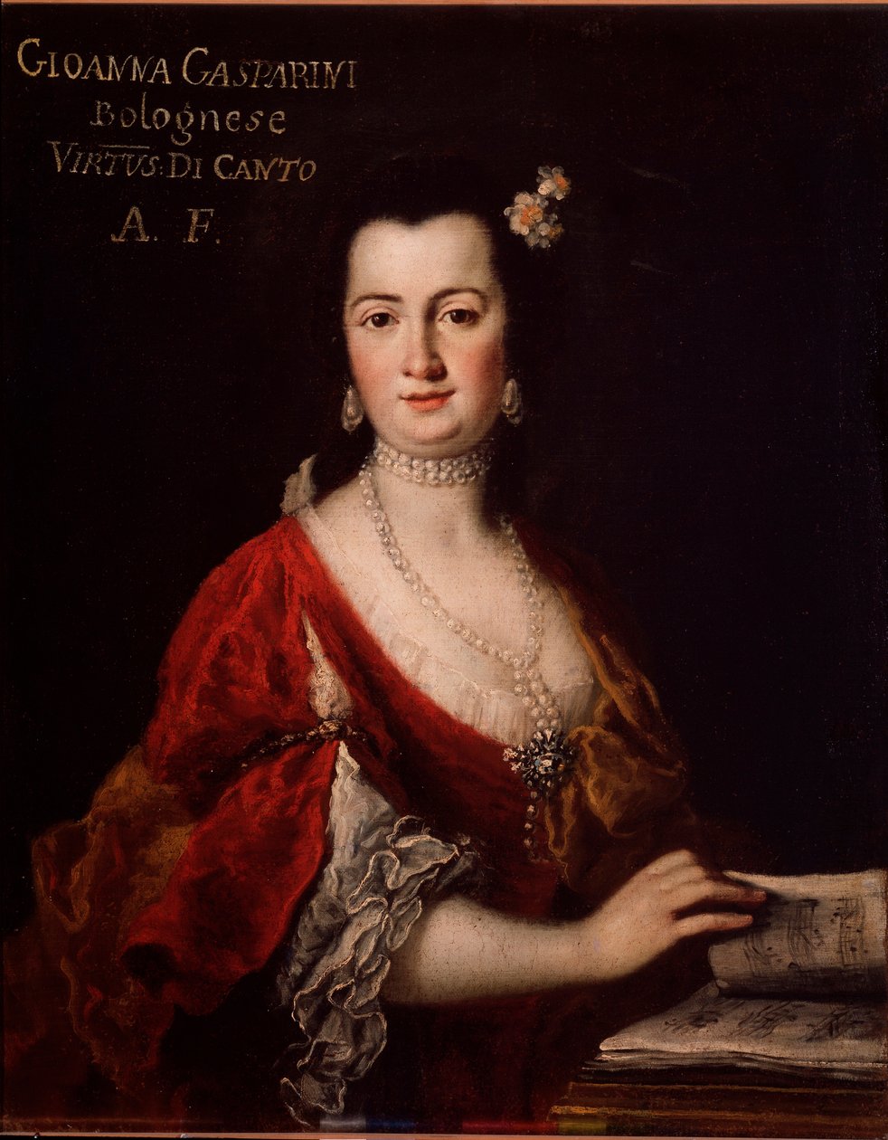 Muotokuva Giovanna Gasparinista (1717-?) Italialainen laulaja Anonymous-maalaus. 1700-luvulla. Bologna, kansalaismusiikin bibliografinen museo. tekijältä Unknown artist