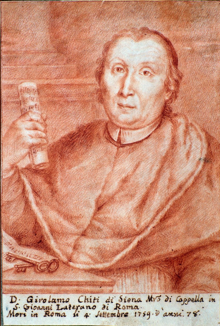 Girolamo Chiti di Sienan (1679-1759) muotokuva italialainen kapellmeister (kappelimestari) Kaiverrus. 1700-luvulla. Bologna, Civic Museum Museum tekijältä Unknown artist