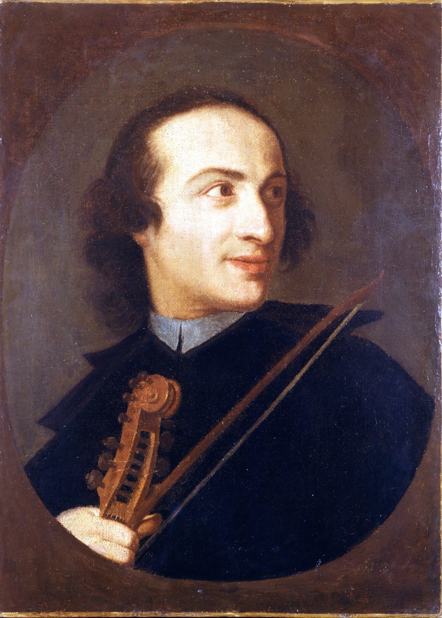 Muotokuva Giuseppe Tartinista (1692 - 1770), italialainen viulisti ja säveltäjä. Linnan museo. Milano tekijältä Unknown artist