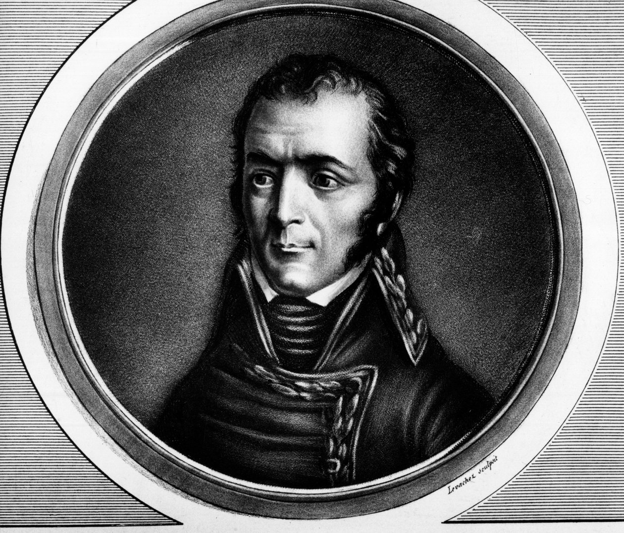 Guillaume Marie-Anne Brunen (1763-1815), ranskalaisen marechalin muotokuva. Kaiverrus "" Täydellinen kokoelma Ranskan vallankumouksen historiallisia maalauksia, kolme osaa.""" 1804. tekijältä Unknown artist