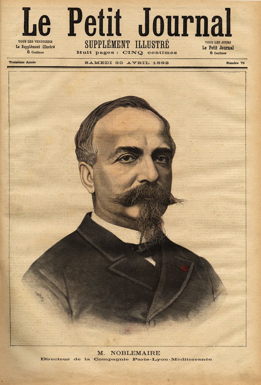 Muotokuva Gustave Noblemairesta (1832-1924), joka ohjattuaan menestyksekkäästi Alger-Oran-rautatien rakentamista vuoteen 1869 saakka, palasi Pariisiin ottaakseen Paris Lyon Mediterranee -yhtiön johdon. Hän säilytti aseman 26. tekijältä Unknown artist