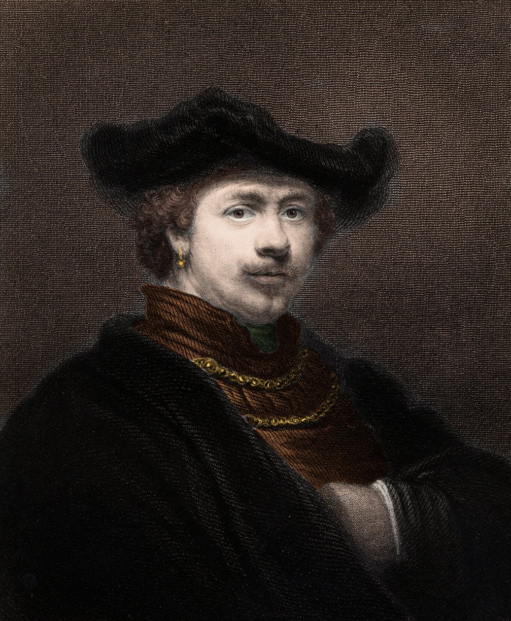 Muotokuva Harmenszoon van Rijn Rembrandtista (1606-1669), hollantilainen taidemaalari - Harmenszoon Van Rijn Rembrandt 1606-1669 - kaiverrus - 1800-luku tekijältä Unknown artist