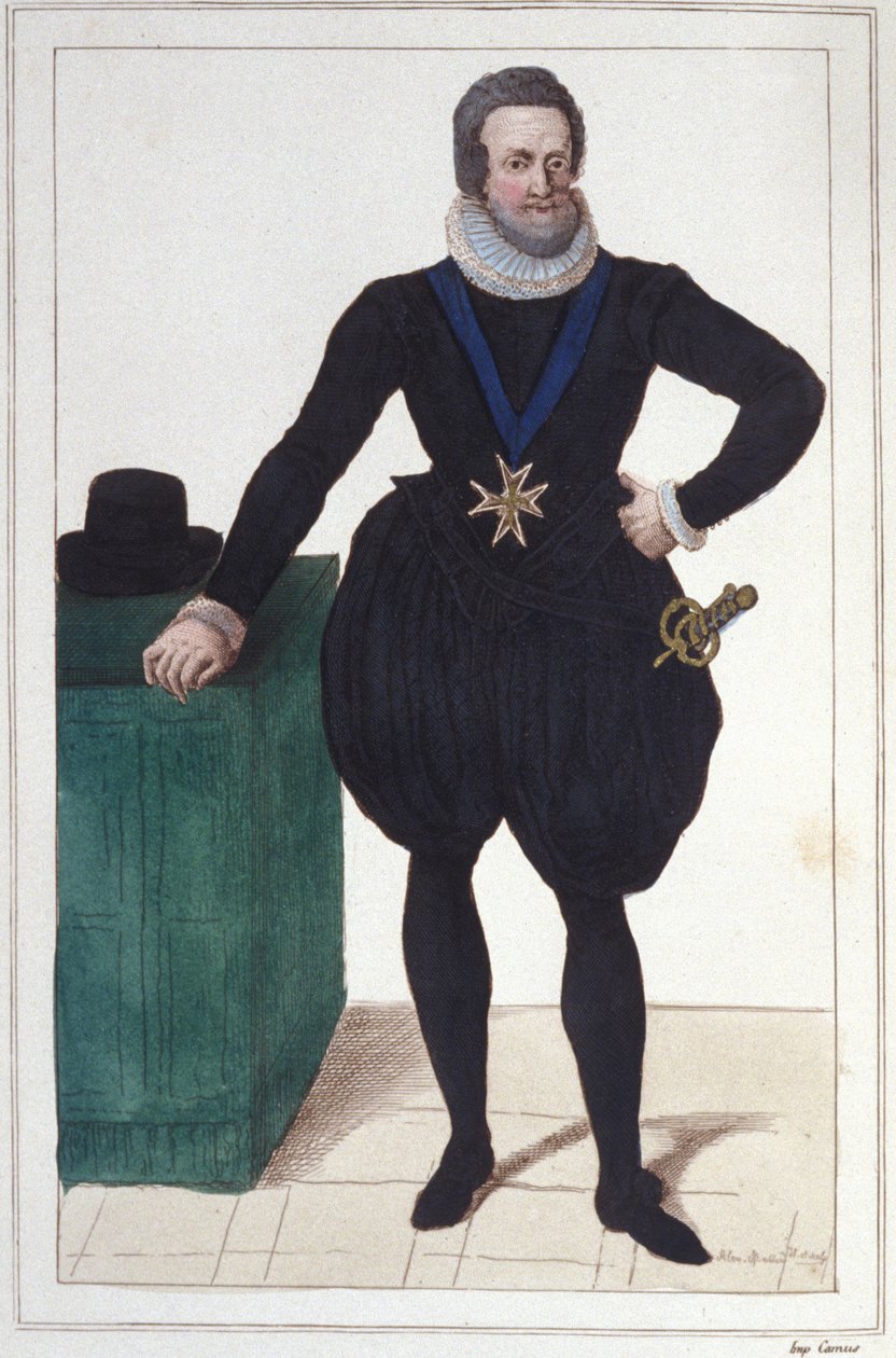 Henry IV:n (1553-1610), Ranskan kuninkaan muotokuva Kaiverrus vuodelta 1830 tekijältä Unknown artist