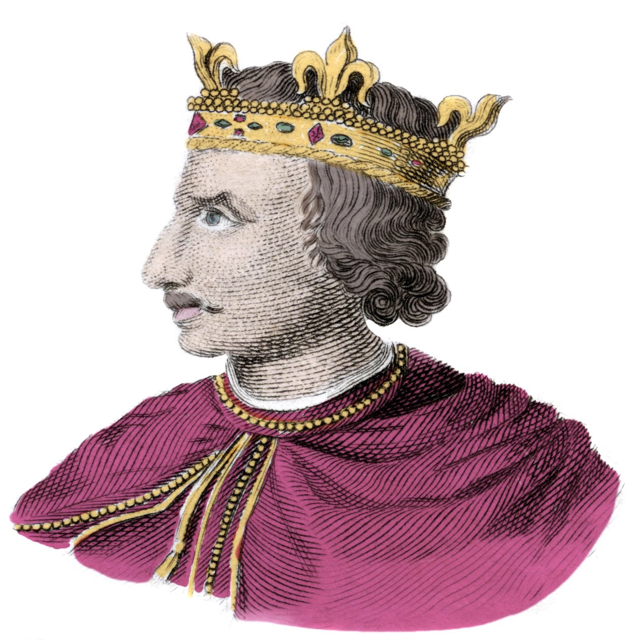 Henry I Beauclercin (1068-1135), Englannin kolmannen normannikuninkaan muotokuva. Kaiverrus 1800-luvulta tekijältä Unknown artist