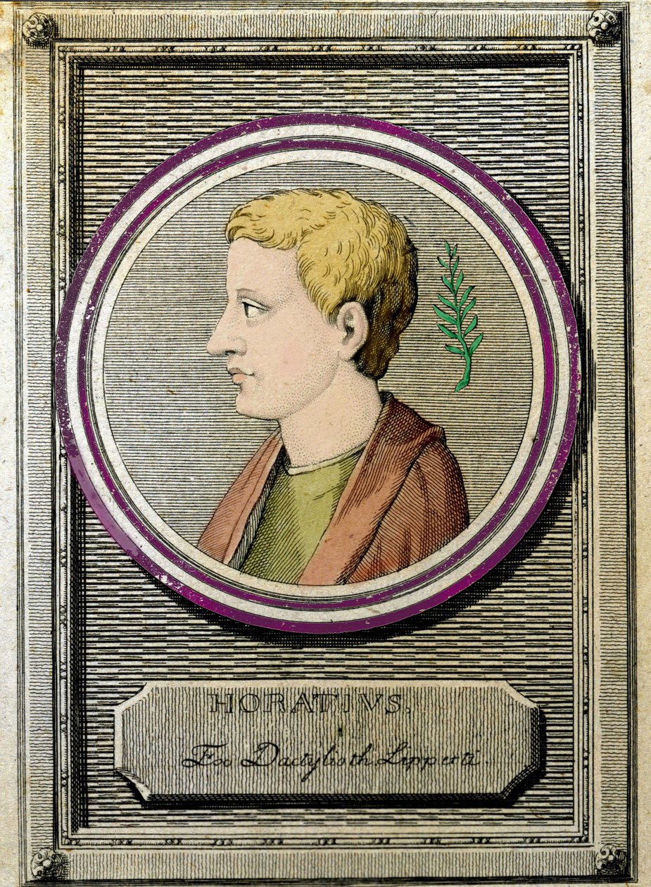 Muotokuva Horatiuksesta (Quintus Horatius Flaccus) (65-8 eKr.), latinalainen runoilija. tekijältä Unknown artist