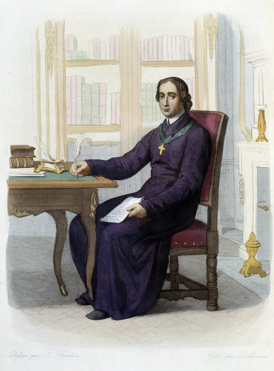 Jean Baptiste (Jean-Baptiste) Massillonin muotokuva, ranskalainen saarnaaja (1663-1742) - teoksessa "" Le Plutarque Francais", toim. Mennechet tekijältä Unknown artist