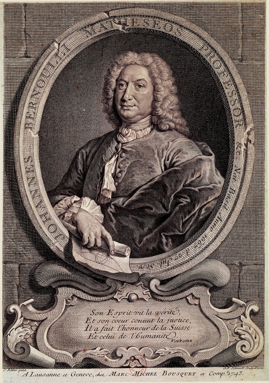 Jean Bernoullin (Johann Bernouilli) muotokuva (1667-1748) Sveitsiläinen matemaatikko ja fyysikko Kaiverrus 1700-luvulta - Johann (Jean tai John) Bernouillin muotokuva, sveitsiläinen matemaatikko ja fyysikko. Kaiverrus tekijältä Unknown artist