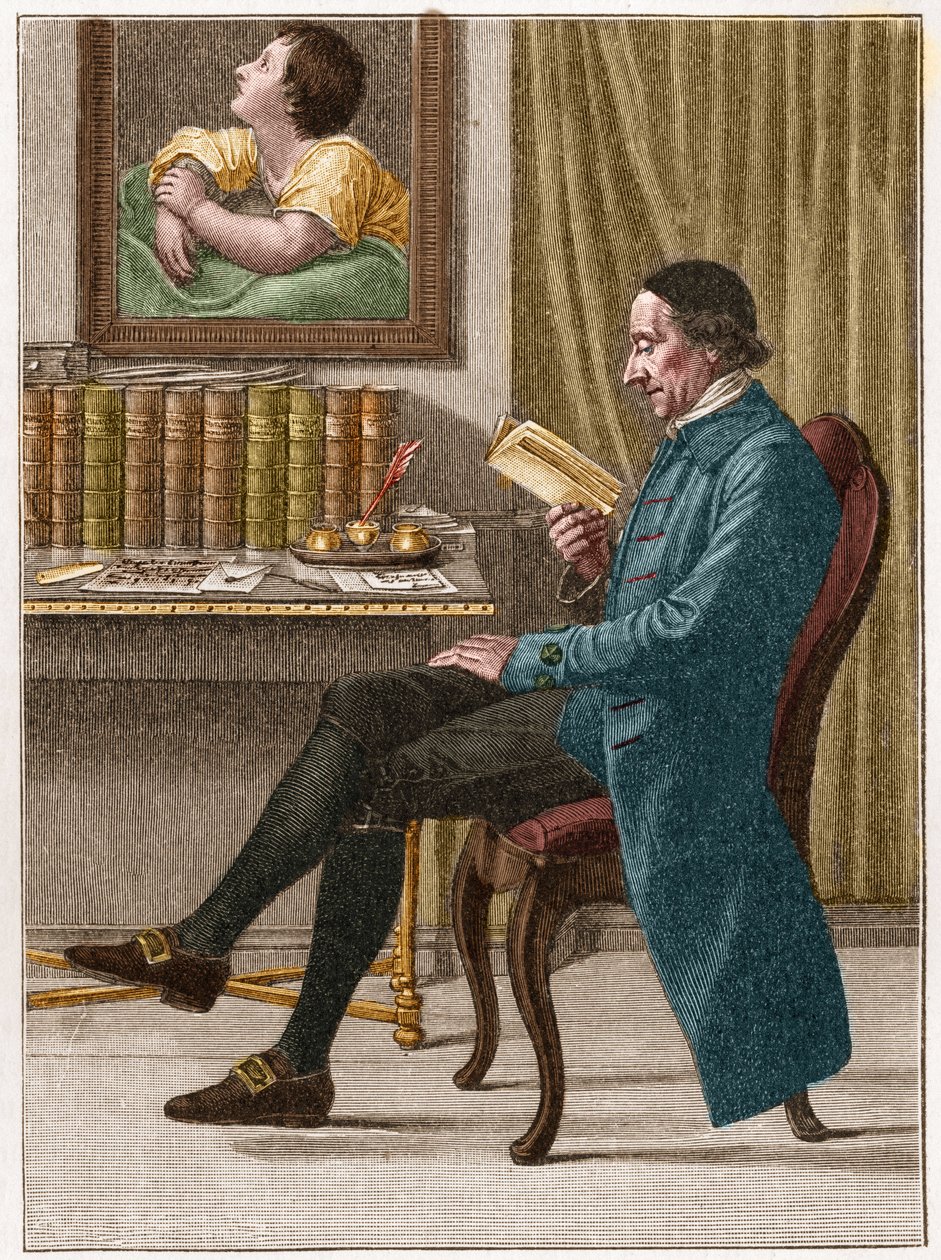 Muotokuva Johann Kaspar Lavaterista tai Gaspard Lavaterista (1741-1801), sveitsiläisestä teologista ja saksankielisestä kirjailijasta, joka tunnetaan fysiognomiatyöstään. tekijältä Unknown artist